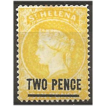 St Helena 1894 SG30 2d Yellow Perf 14 Wmk Crown CA Mounted Mint . .. .