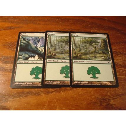 Magic The Gathering, MTG, 3- Cards, 1993-2007, FOREST, nm