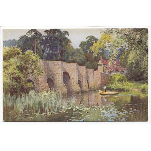 Stopham Bridge Nr Pulborough West Sussex Vivian Mansell Art Postcard