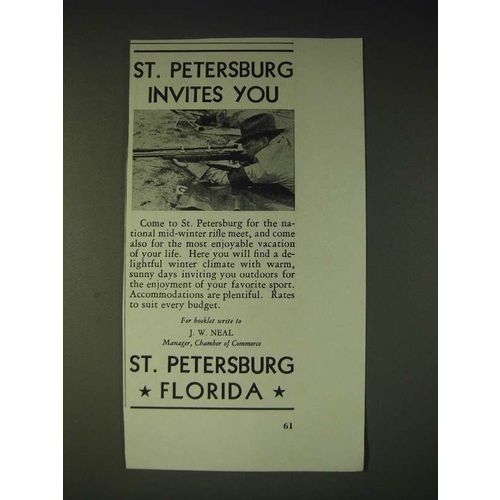 1937 St. Petersburg Florida Ad - St. Petersburg invites you