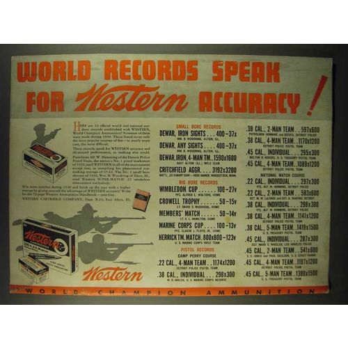 1940 Western Ammunition Ad - World records speak for Western accuracy!