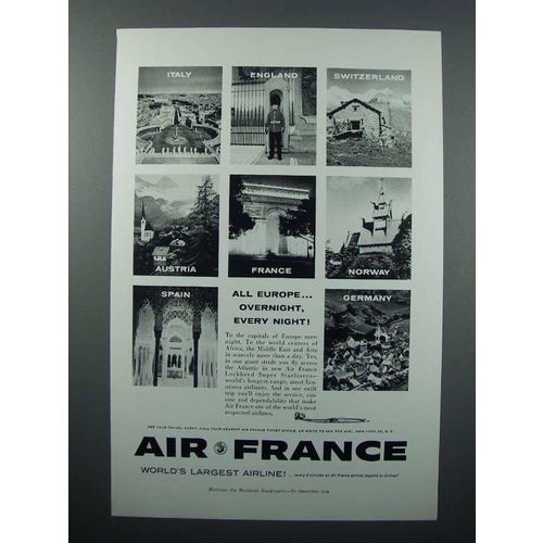 1958 Air France Ad - Overnight, Every Night