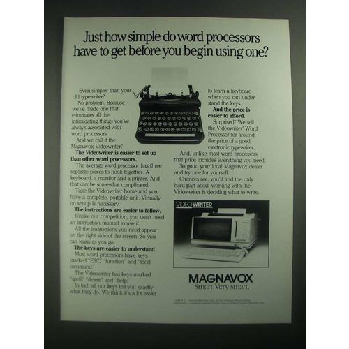 1987 Magnavox Videowriter Word Processor Ad - Just How Simple