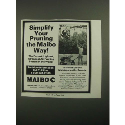 1987 Maibo Air Pruning System Ad - Simplify Your Pruning