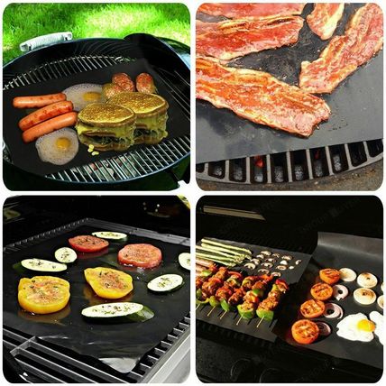 2PCS Barbecue Pad High Temperature Resistance Non-stick Outdoor BBQ Grill Mat UK