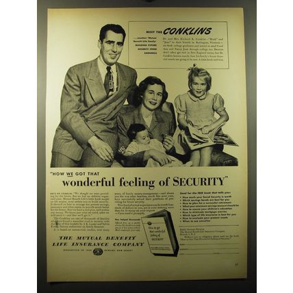 1950 The Mutual Benefit Life Insurance Company Ad - Meet the Conklins