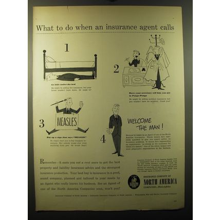1950 Insurance Company of North America Ad - What to do when an insurance agent