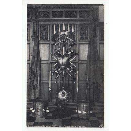 Group of Arms Banqueting Hall Edinburgh Castle Postcard Publisher Alex A Inglis