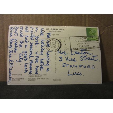 YORK multiview used vintage postcard by colourmaster 1977 pm #
