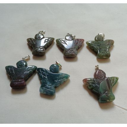 2 Agate Angel Charms Pendants 1x1 inch 25mm With Bail Gemstone