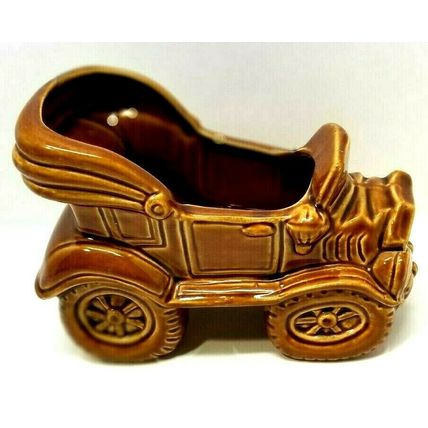 Vintage 4 1/4" Ceramic Brown Car Planter, Made in Japan (G18)