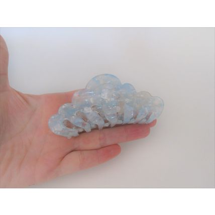 Mixed lite blue and white marbled hair claw clip medium fine hair