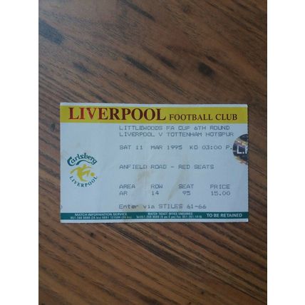 1995 FA Cup Quarter Final – Programme & Ticket: Liverpool vs Tottenham