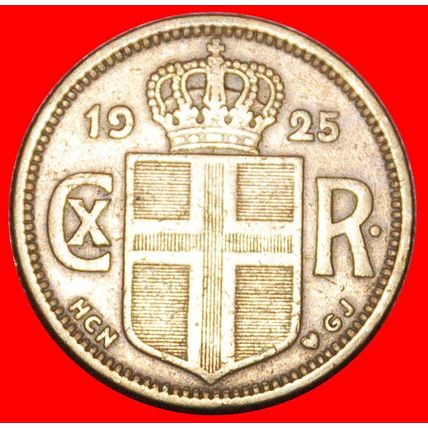 DENMARK (1925-1940): ICELAND ★ 1 CROWN 1925 RARE!★LOW START★NO RESERVE