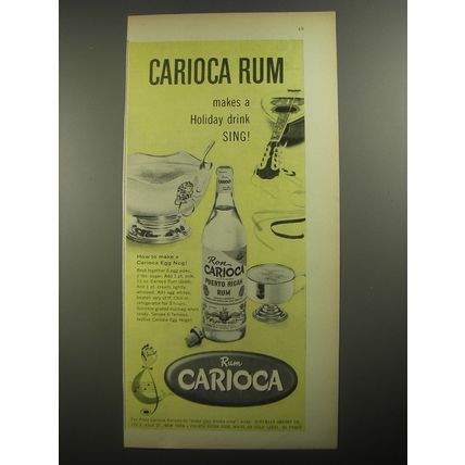 1956 Carioca Rum Ad - Carioca Rum makes a holiday drink sing