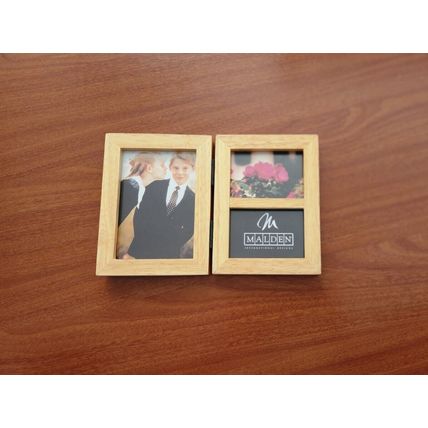 Malden International Designs Wood 3 Photo Frame, 3x5, 2x3, free stand wall mount