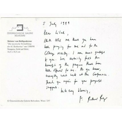 Meister von Heiligenkreuz Mystische Vermahlung der Katherina Postcard used 1999
