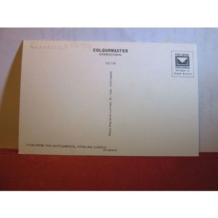 from the battlements, STIRLING CASTLE, SCOTLAND unused postcard dated 1979 #