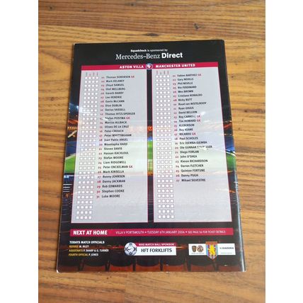 2004 FA Cup 3rd Round Programme & Ticket – Aston Villa vs Man Utd (Cup Winners)