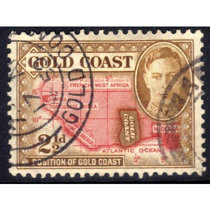 Gold Coast 1948 KGV1 2 1/2d brown & Scarlet Used SG 139 ( K1368 )