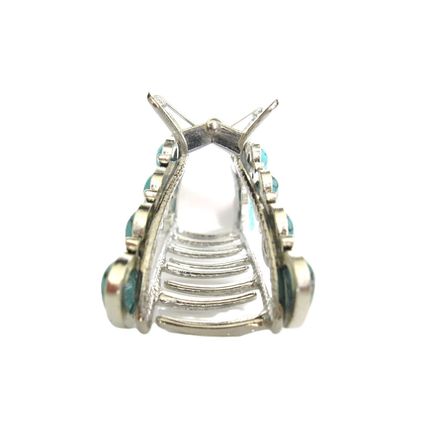 Hair claw clip turquoise blue stone silver metal western design