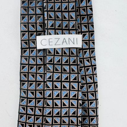 Cezani Necktie Tie 100% Silk Handmade Geometric Squares
