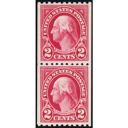 606a, Mint VF NH 2¢ Carmine Lake Color Coil Pair - With PSE Cert .. Stuart Katz