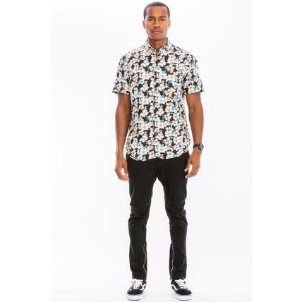 Mens Print Hawaiian Button Down Shirt