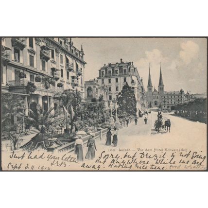 Vor dem Hôtel Schweizerhof, Luzern, 1904 - Wehrli AK