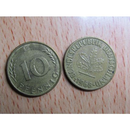 1968d 10 Pfennig Germany Coin