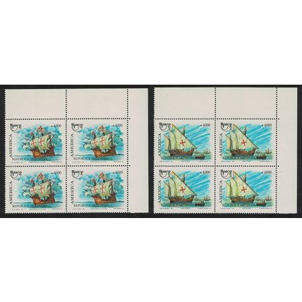 Argentina America Voyages of Discovery Magellan 2v Corner Blocks of 4 1991