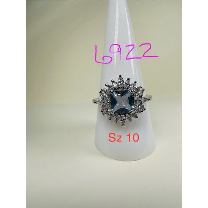 Bomb Party Sz10 Revealed BP Ring Fashion Jewelry RBP Flower Lt Blue Rhodium P