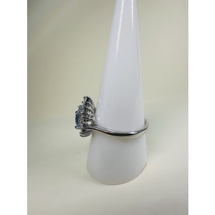 Bomb Party Sz10 Revealed BP Ring Fashion Jewelry RBP Flower Lt Blue Rhodium P