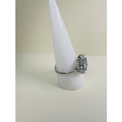 Bomb Party Sz10 Revealed BP Ring Fashion Jewelry RBP Flower Lt Blue Rhodium P
