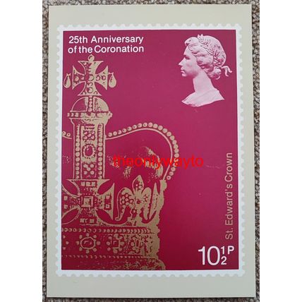 25th Anniversary, Coronation, Queen Elizabeth, 10.5p, Postcard PHQ 29 (b), 1978