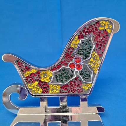 Metal SANTA SLEIGH Christmas STOCKING HANGER Mantel Holder Hook Holiday