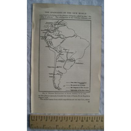 1937 map The Spanish exploration in South America up to 1600