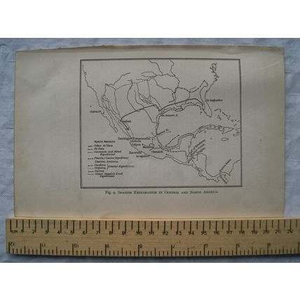 1937 map Spanish Exploration in Central and North America