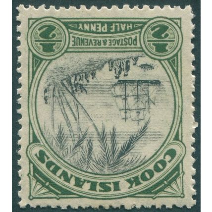 Cook Islands 1944 ½d black & deep green Wmk sideways inverted SG137w unused