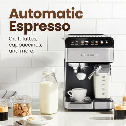 Chefman Cafémaster Pro Espresso Machine, Brew Single or Double Shots, Coffee Mak
