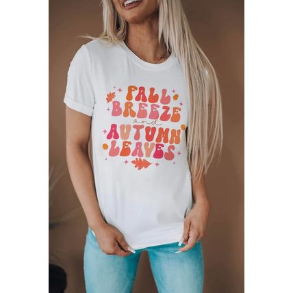 White FALL BREEZE and AUTUMN LEAVES Graphic Tee