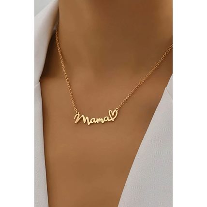 Gold mama Heart Pendant Chain Necklace