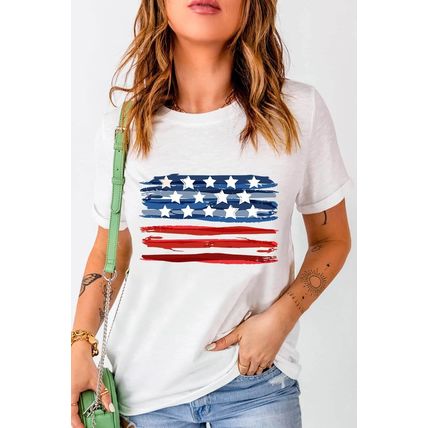 White American Flag Graphic Fashion Tee