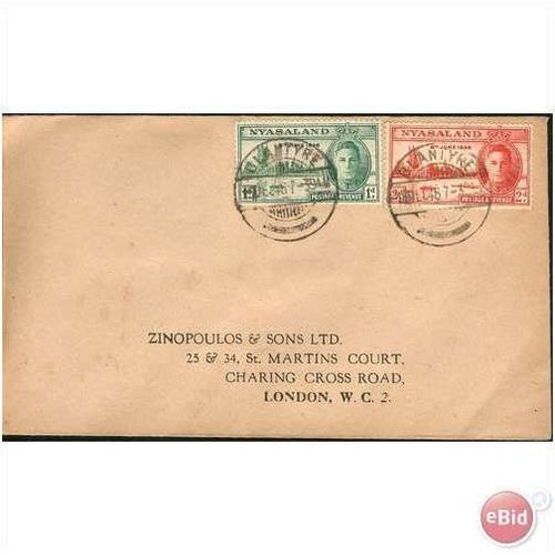 Nyasaland Letter 1946 - SG 158-159 - KGV1 1d & 2d "Victory"