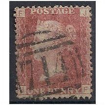 1858 SG43 1d Red Plate 212 Good/Fine Used Check Letters "JF".
