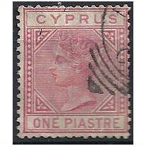 Cyprus 1892 SG33 1pi Carmine Watermark Crown CA Die II Fine Used ..