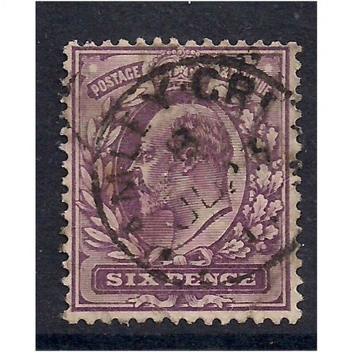 GB 1902 - 13 KEV11 6d Purple Variety Used stamp (B277)