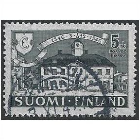 Mi 331: 5 Mk. greyish slate-green 600th Anniv. of the City of Porvoo (Borga).