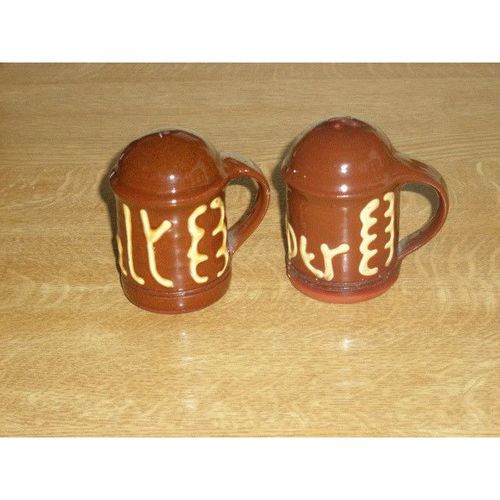 Guernsey Studio Pottery Slip Ware Salt & Pepper