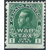 Canada 1915 SG228 1c Green WAR TAX Mounted Mint ... .